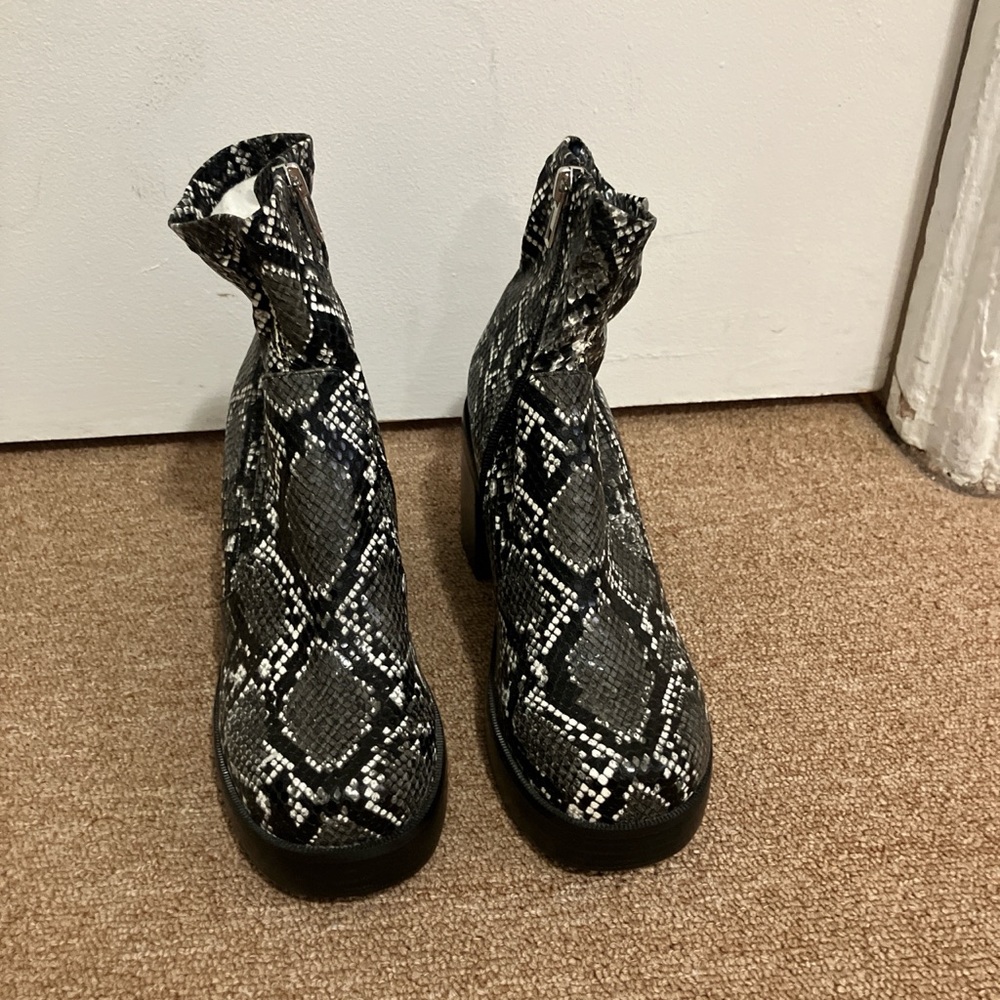 Snakeskin booties